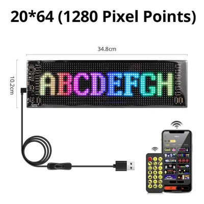 (20*64LEDs) Scrolling Advertising Led Sign Usb 5v Bluetooth App Control Logo Light Custom Text P