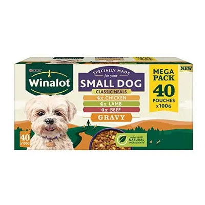 WINALOTSmall Dog Food Pouches Mixed in Gravy,100 g (Pack of 40)