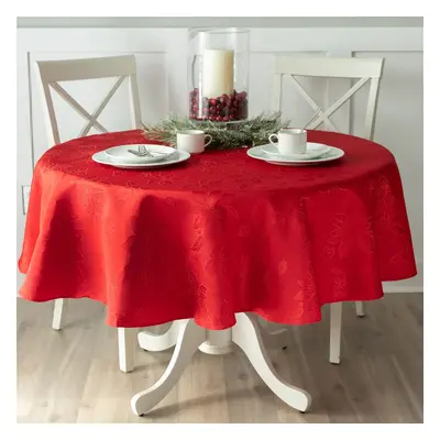 Benson Mills Poinsettia Legacy Damask Fabric Table cloth, Holiday, Winter, and christmas Tablecl