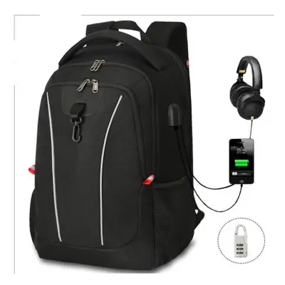 (17.3 INCH BLACK) Large Capacity Laptop Security Backpack Waterproof