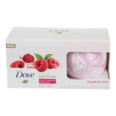 Dove Milk Swirls Vanilla Raspberry Creamsicle Bath Bombs 2.8 oz Twin Pack