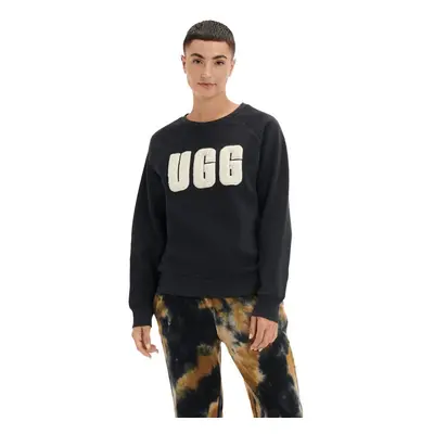 UGG Women's Madeline Fuzzy Logo Crewneck Sweatshirt Black / Cream