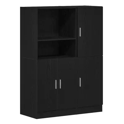 vidaXL Piece Kitchen Cabinet Set Black Engineered Wood kitchen unit set