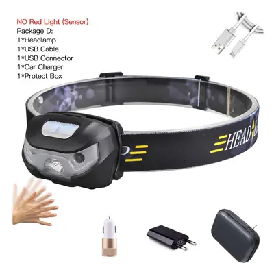 (Package D) 10000Lm Powerfull Headlamp Rechargeable LED Headlight Body Motion Sensor Head Flashl