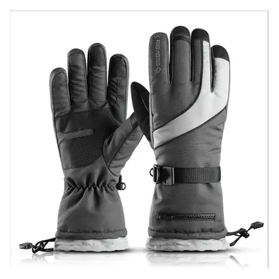 (Gray, XL) Winter Ski Cycling Thermal Gloves Touch Screen Anti-slip Full Finger Bike Glove