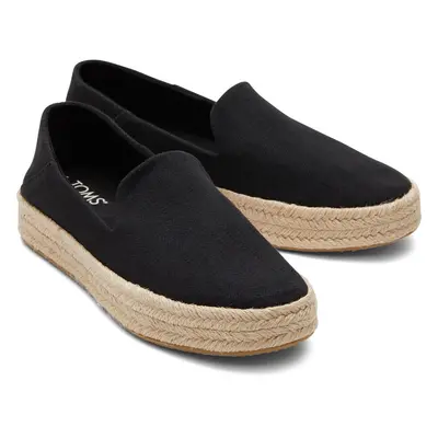 (Black, (Adults')) TOMS Carolina 100% Cotton Women's Black Espadrilles