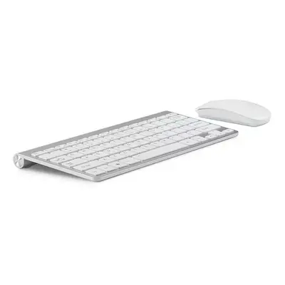 (Silver) Wireless Keyboard and 1200DPI Wireless Ultra Thin Mouse Combo Set with USB Receiver For