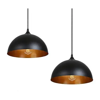 Tomshine Pack Industrial Suspended Ceiling Pendant Light Fixtures Black Metal Vintage Lampshades