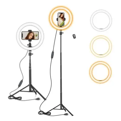 10" Ring Light with 59" Extendable Tripod Stand & Phone Holder for YouTube Video, Dimmable Led R