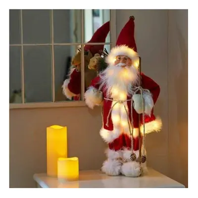 (Large, Red) Deluxe Standing Santa Claus Figure LED Xmas Decoration