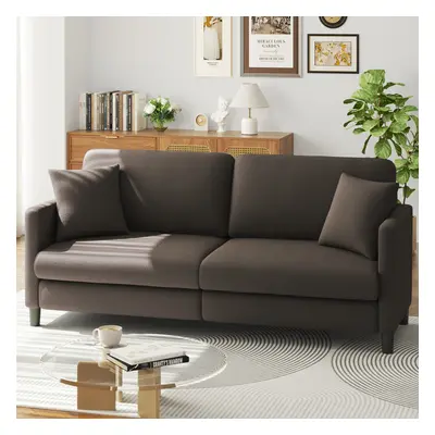 (Brown) Neche Three-seater Teddy Velvet sofa