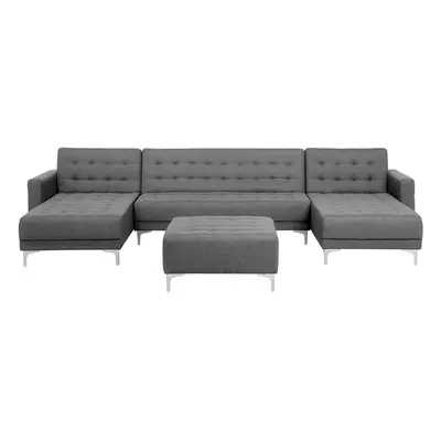 U-Shaped Sofa with Ottoman ABERDEEN Light Grey with Ottoman Symmetrical