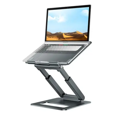 (Gray) Ergonomic Sit Stand Computer Stand for Good Posture, Aluminum Standing Laptop Riser for P