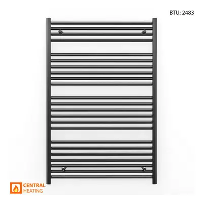 (Black Straight Valves, x 1200mm (BTU: 2483)) 700mm Wide Black Towel Rail Radiator With Valves