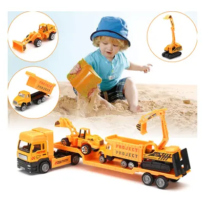 4in1 Kids Toy Recovery Vehicle Tow Truck Lorry Low Loader Diecast Model Toys Construction Xmas