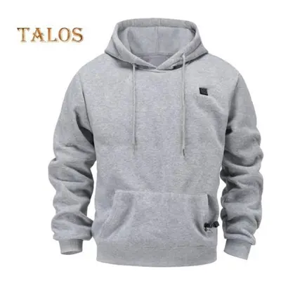 (grey, 4XL) Men Heating Hoodie Usb Charging Plus Size Levels Temperature Adjustment Winter Top W