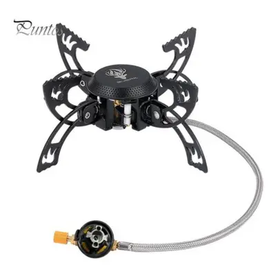 (black) Portable Camping Gas Stove Cooking Burner Windproof 3800w High Power Flame Adjustable Fo