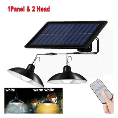 (2head-Warm light-1000LM) Solar Split Pendant Light Panel With 1/2 Led Solar Powered Lamp With R