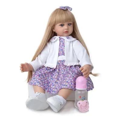 (blue, cm) Keiumi Long Hair Princess Reborn Boneca Cm Cloth Body Stuffed Baby Alive Doll Bebe Re