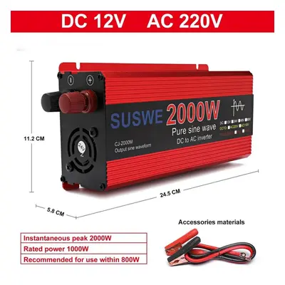 (as the picture, 12V110V2000W) Pure Sine Wave Inverter 1000w 2000w 2200w 3000w Dc 12v 24v To Ac 