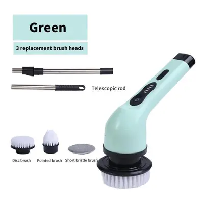 (green, in 1) 9-in-1 Multifunctional Wireless Electric Cleaning Brush Household Kitchen Bathroom