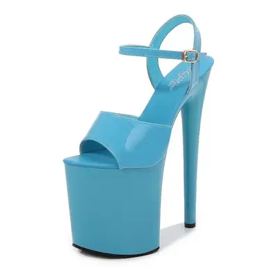 (blue, 42) Women&apos;s Shoes Summer Patent Fine Heel Sexy Nightclub Waterproof Platform Sandals