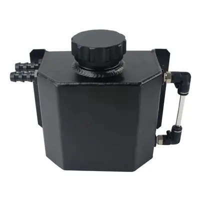 (black) Universal 1l Aluminum Oil Catch Can Reservoir Tank With Drain Plug Breather Oil Tank Fue