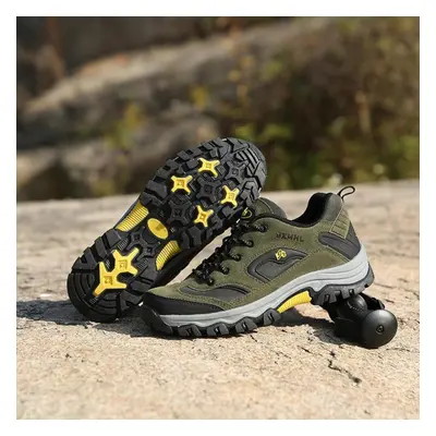 (army green, 46) Spring Autumn Men&apos;s Anti-skid Outdoor Hiking Shoes Large Size