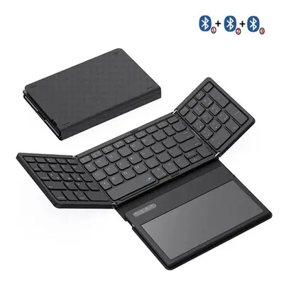 Foldable Bluetooth Keyboard Full Size Bluetooth Keyboard With Large Touchpad Rechargeable Tri-fo