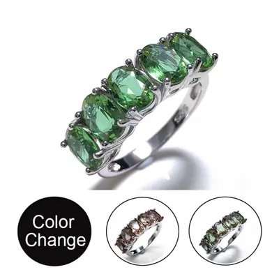 (multicolor, 6#) Bolaijewelry Diaspore Oval 5*7mm Gemstone Rings Sterling Sliver Created Color C