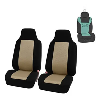 FH Group Automotive Car Seat Covers Beige Interior Front Seats Only Ac