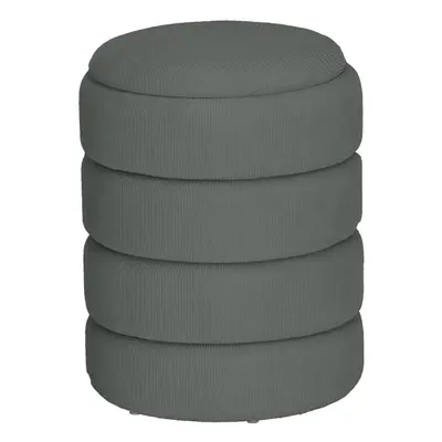 (Round Light Grey) Soft Velvet Ottoman Storage Pouffe Footstool Dressing Vanity Chair