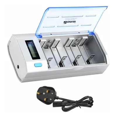 BONAI LCD Universal Battery Charger for AA, AAA, C, D, 9V Ni-MH Ni-CD Rechargeable Batteries wit