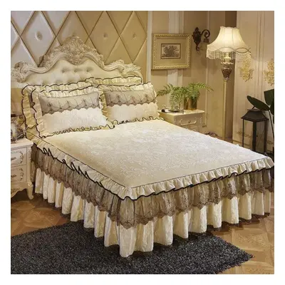 (beige, 3pcs 180x220cm) Pcs Bedding Set Luxurious Bedding Cover Set Warm Bedspread On The Bed He