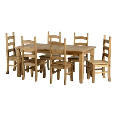 Seconique Corona Mexican Pine 6ft Dining Set - Supplied with Pine Chairs