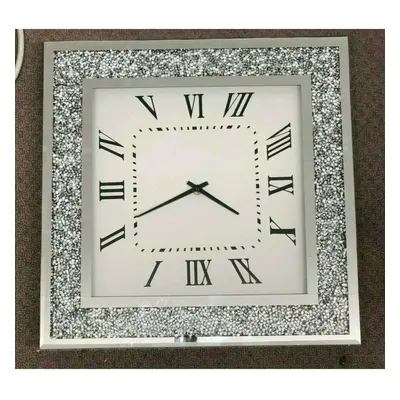 Mirror Crushed Diamond Crushed Crystal Filled Wall Clock X CM.