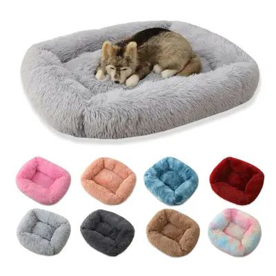 Pet Calming Bed Warm Fluffy Bed Comfy Shag Mattress Dog Cat Mat Fur Donut Pad