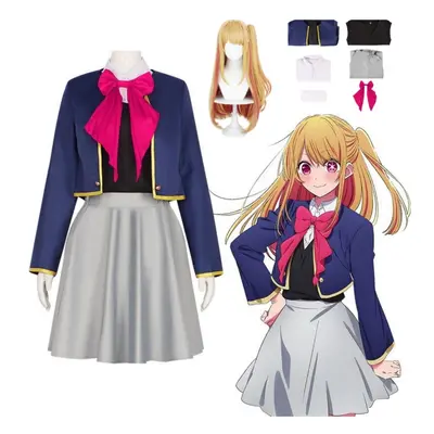 (Kids 120) Anime Oshi No Ko Hoshino Rubi Cosplay Costume JK Uniform Wig Set Performance Song Cos