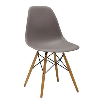 (Steel Grey) DS Modern Design Retro Plastic Chair With Wooden Leg