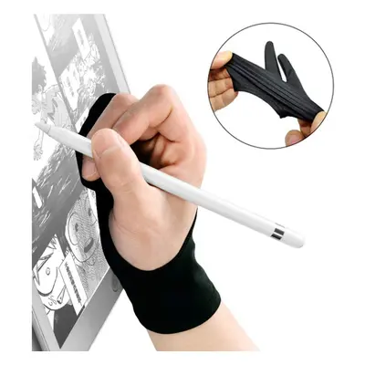 Free Size Black Tablet Drawing Anti-fouling Glove Artist Two Finger Glove for Graphic Tablet, Ar