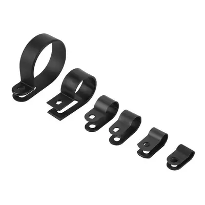 (Black) 135Pcs Cable Clamp Black/White Nylon Plastic R-Type Cable Clamps Screws Assortment Kit