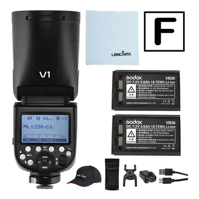 Godox Strobe Light V1-Fuji Round Head Camera Flash Speedlite Kit for Portrait Photography