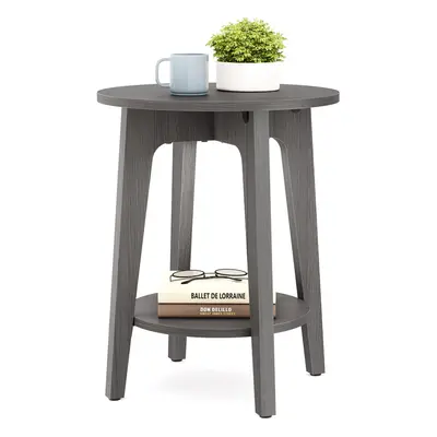 VASAGLE Side Table Small Round End Table with Lower Shelf Nightstand for Small Spaces Living Roo