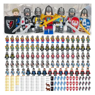 (84PCS Medieval Knights) 84PCS Medieval Knights Military dragon soldiers building blocks of anci