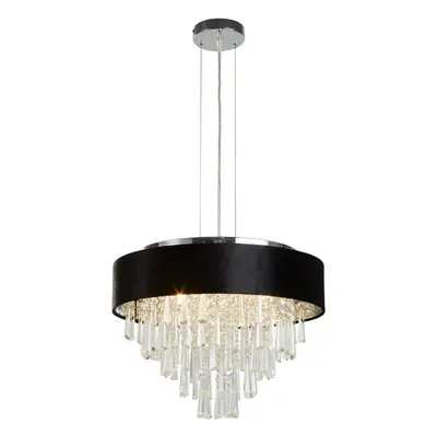 Searchlight Glamour Light Pendant/Semi,Flush, Black Velvet, Clear Crystal