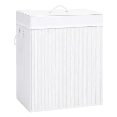 vidaXL Bamboo Laundry Basket White 100L Washing Clothes Hamper Storage Bin