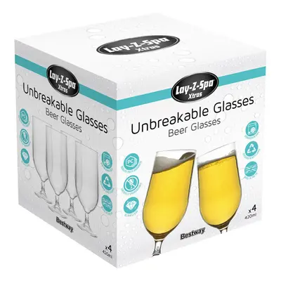 Lay-Z-Spa Premium Plastic Beer Glasses, Virtually Unbreakable UltraClear Outdoor