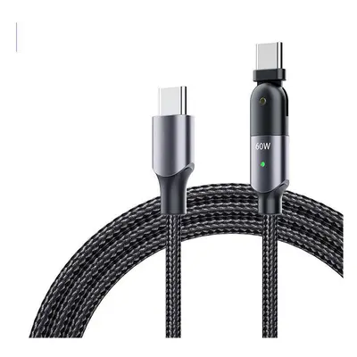 (Black 60W, 1.2m) 60W/100W Type-C Charging Cable C to C PP Braided Wire Support PD QC FCP Chargi