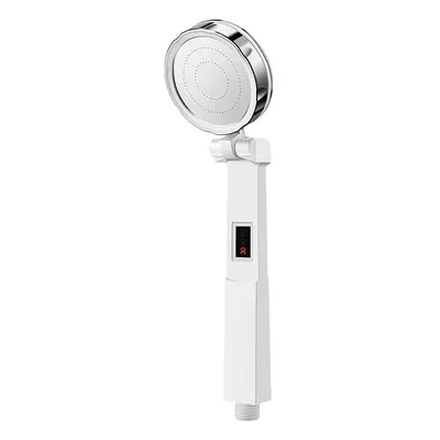 (White) Clamshell Hand Held Digital Shower Head Back Cover Rubbing 3-Level Temperature Display