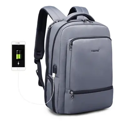 (Grey) 22L USB Backpack Waterproof 15.6inch Laptop Bag Sports Travel Hiking Climbing Rucksack